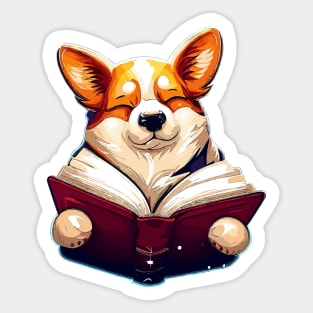 Corgi reading book Sticker